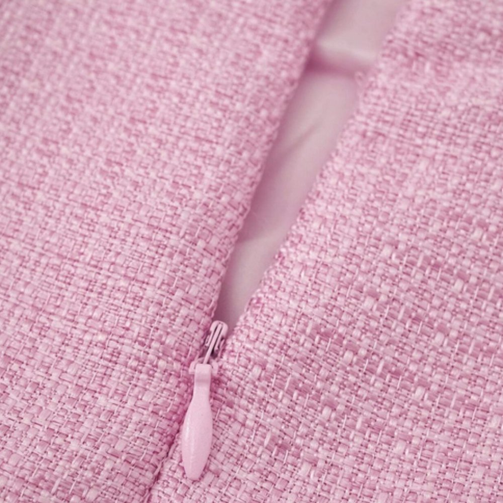 Pink Tweed Skirt with Button Details - Picture 5 of 6